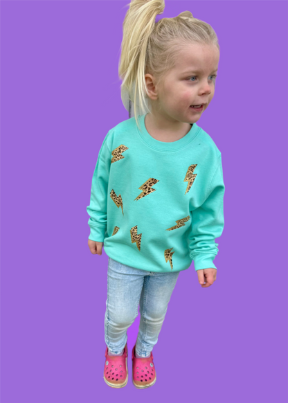 Kids Leopard Lightening Bolt Sweatshirt