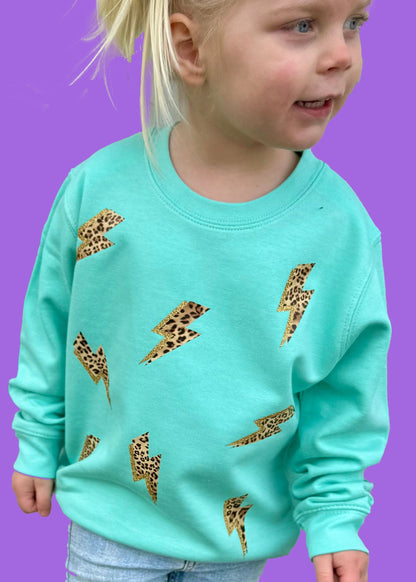 Kids Leopard Lightening Bolt Sweatshirt