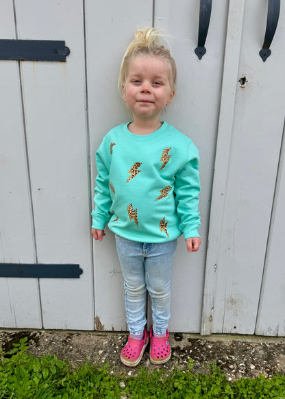 Kids Leopard Lightening Bolt Sweatshirt