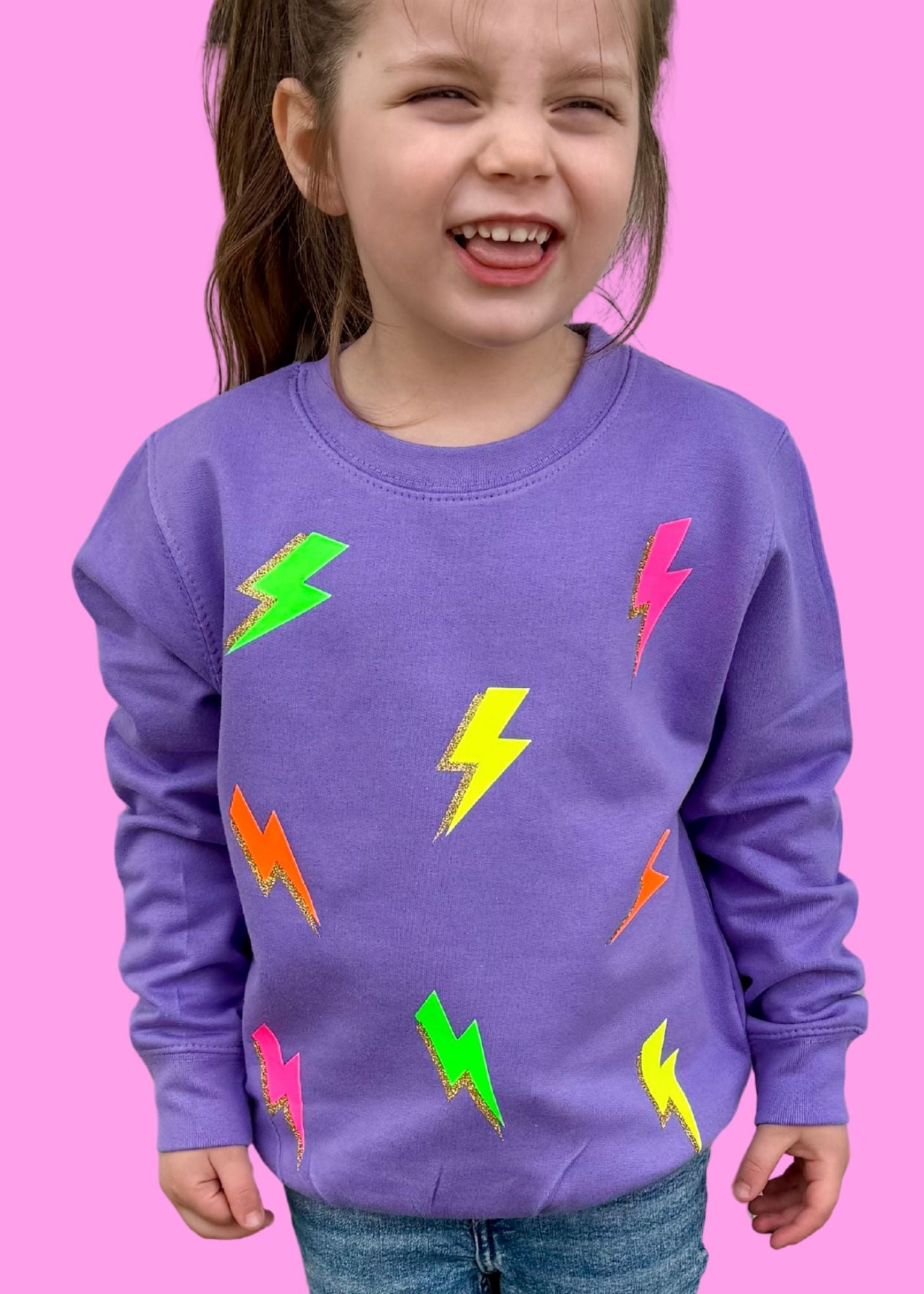 Kids Neon Lightening Bolt Sweatshirt