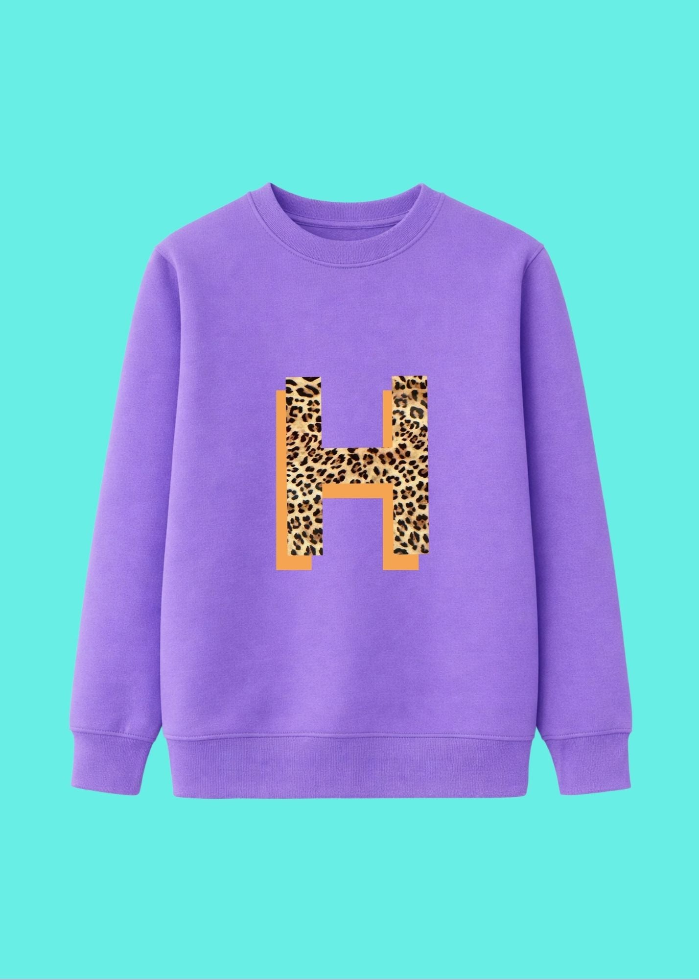 Kids Personalised Neon Leopard Print Initial Sweatshirt