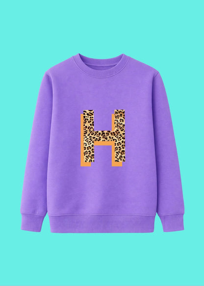Kids Personalised Neon Leopard Print Initial Sweatshirt