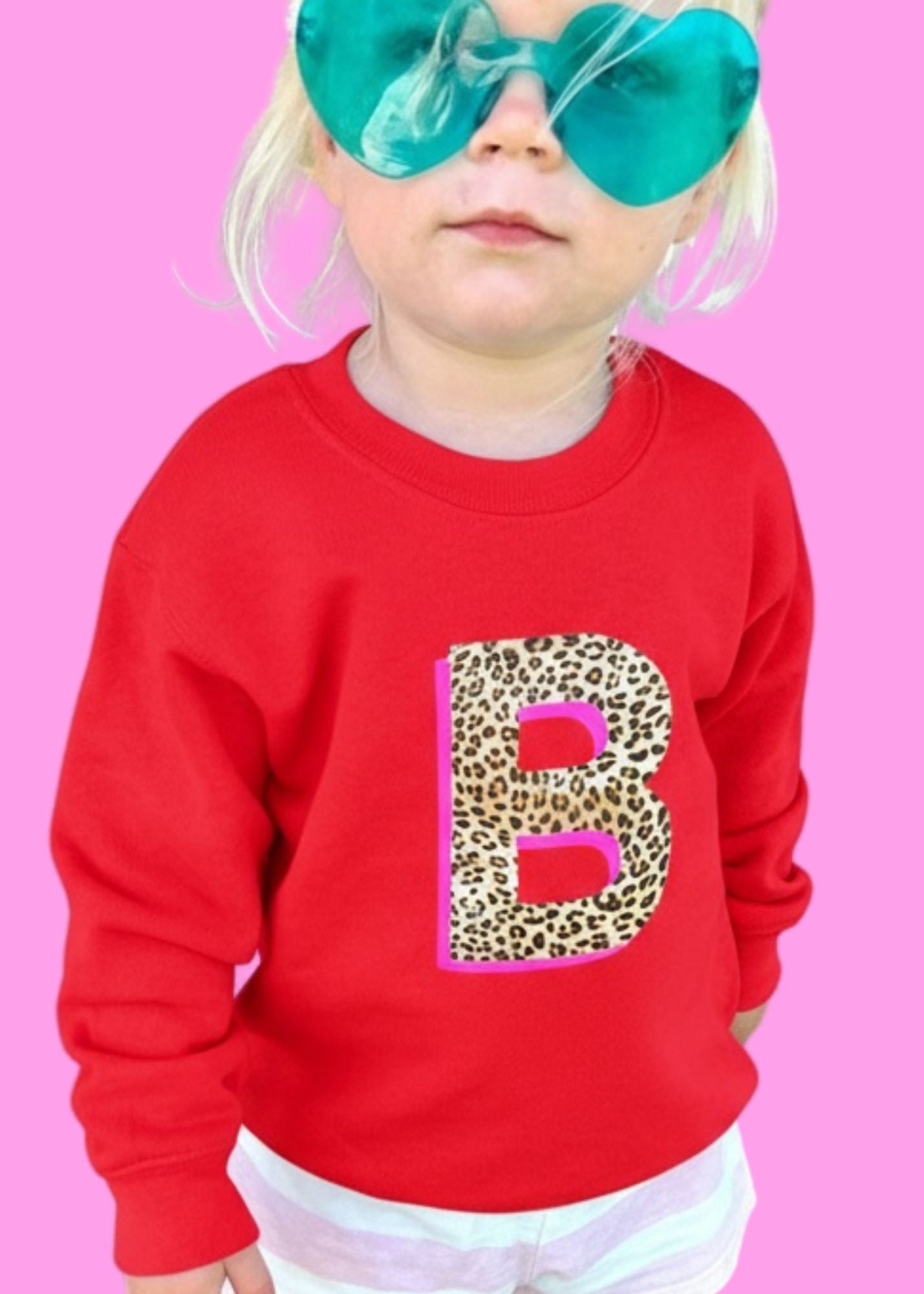 Kids Personalised Neon Leopard Print Initial Sweatshirt