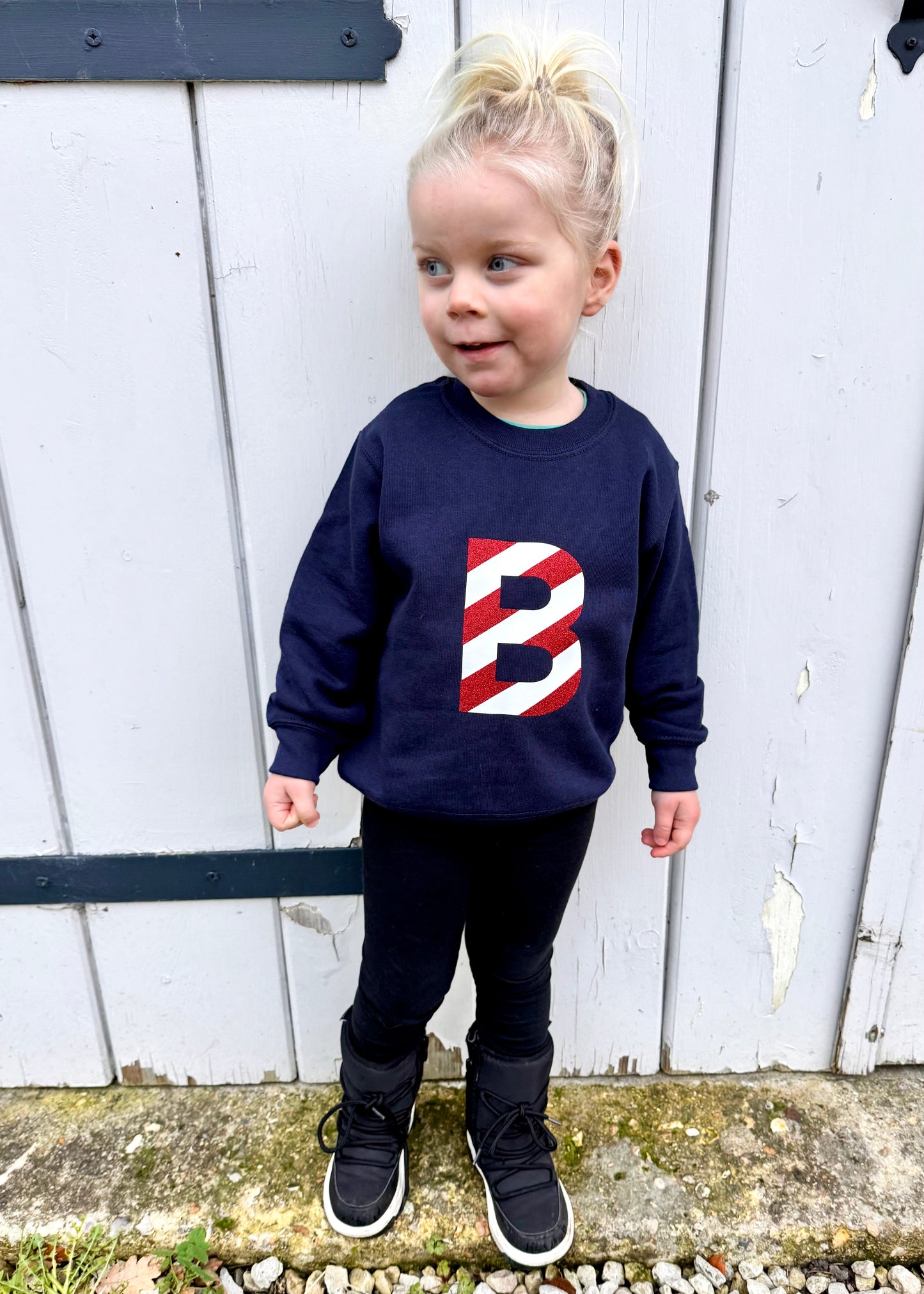 SALE Kids Christmas Initial Sweatshirt 3-4 years