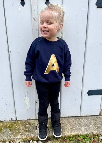 Kids Personalised Gold Initial Sweatshirt