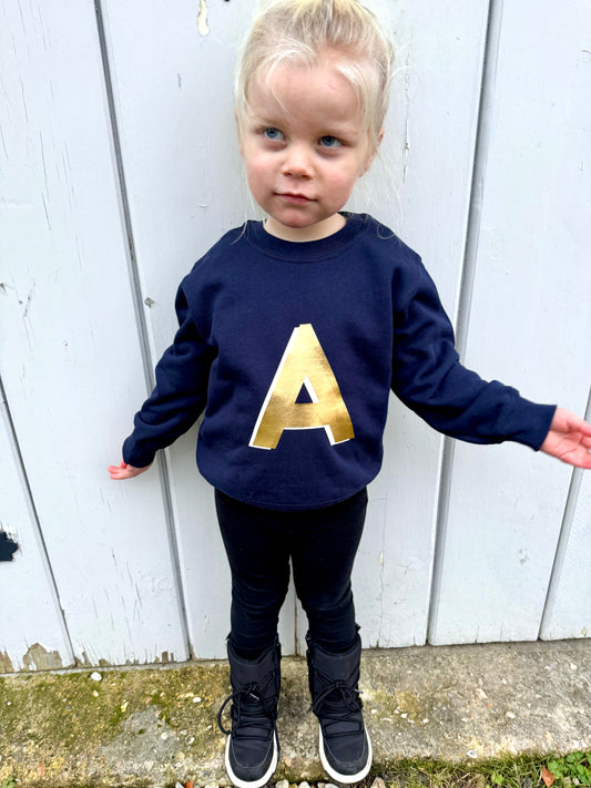 Kids Personalised Gold Initial Sweatshirt