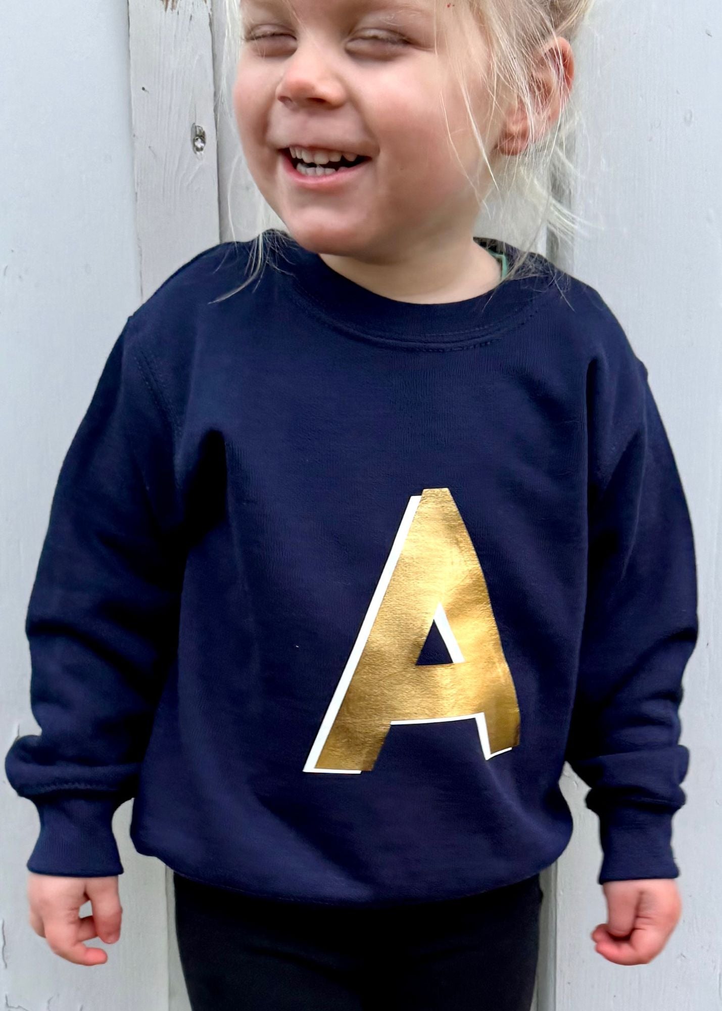 Kids Personalised Gold Initial Sweatshirt