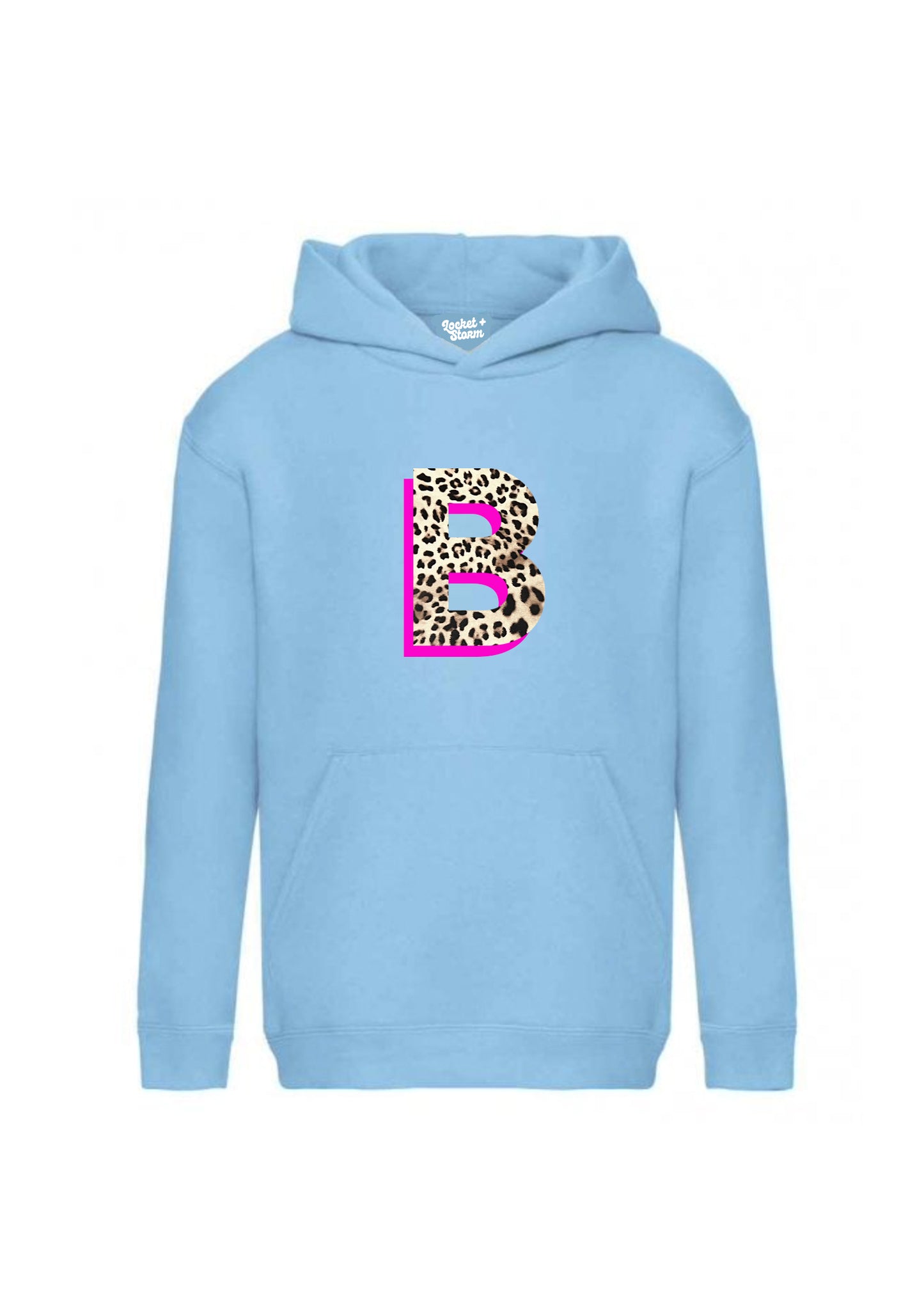 Kids Personalised Neon Leopard Print Initial Hoodie