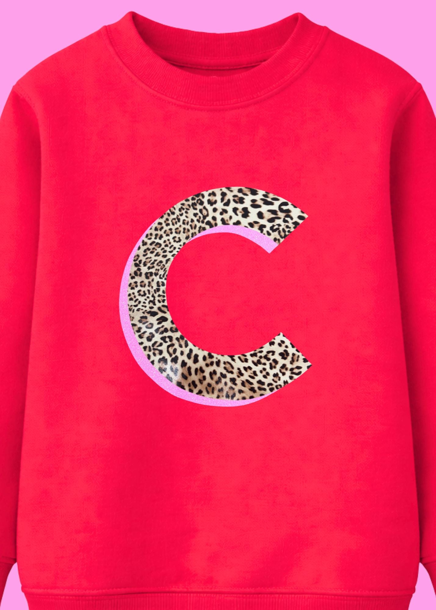 Kids Personalised Glitter Leopard Print Initial Sweatshirt
