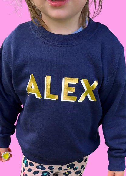 Kids Personalised Gold Name Sweatshirt