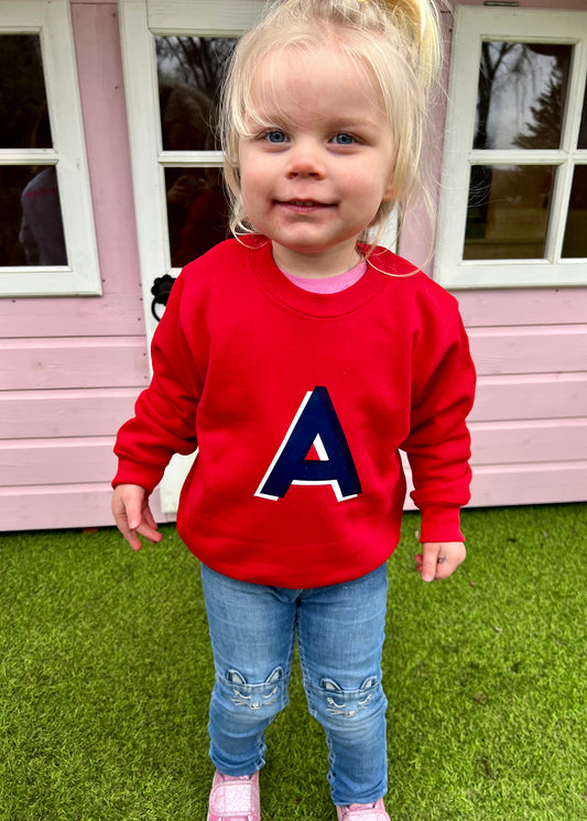 Kids Personalised Navy Initial Sweatshirt