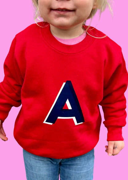 Kids Personalised Navy Initial Sweatshirt
