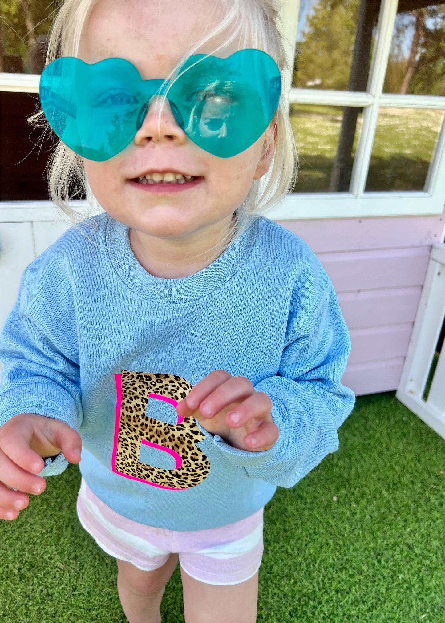 Kids Personalised Neon Leopard Print Initial Sweatshirt