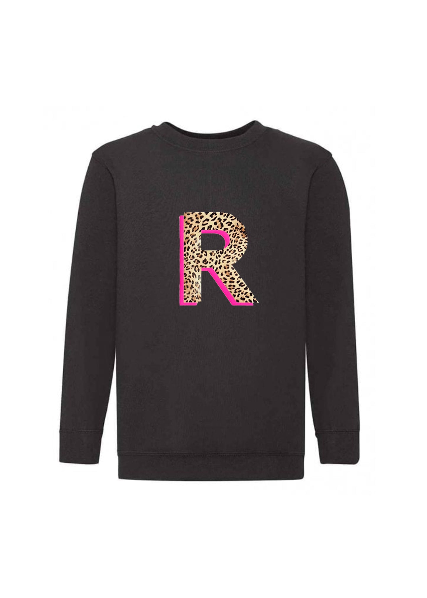Adult Personalised Neon Leopard Print Initial Sweatshirt