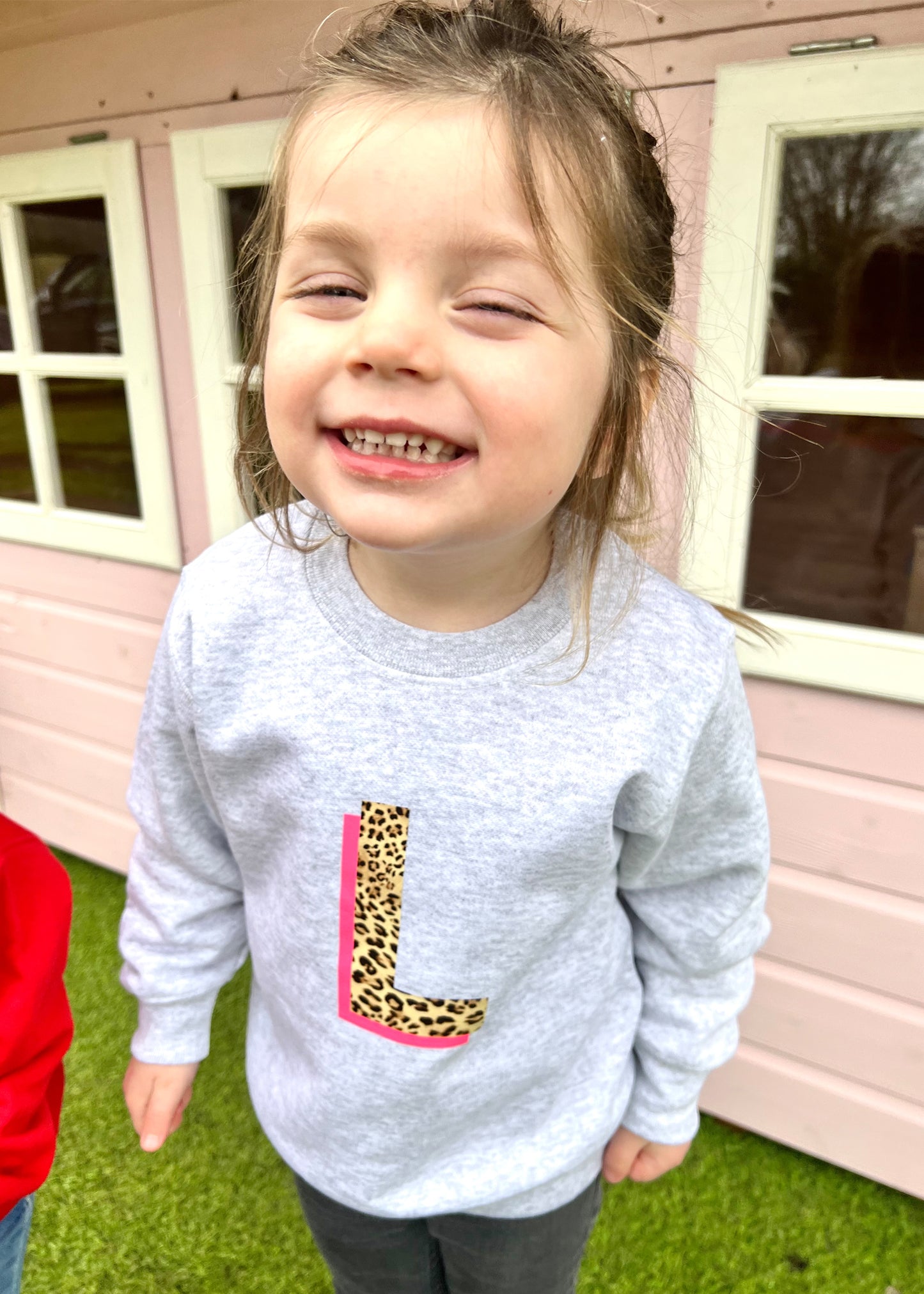 Kids Personalised Neon Leopard Print Initial Sweatshirt
