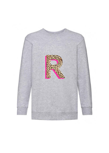 Adult Personalised Neon Leopard Print Initial Sweatshirt