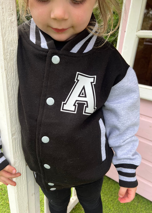 Kids Personalised Varsity Jacket with Single Initial