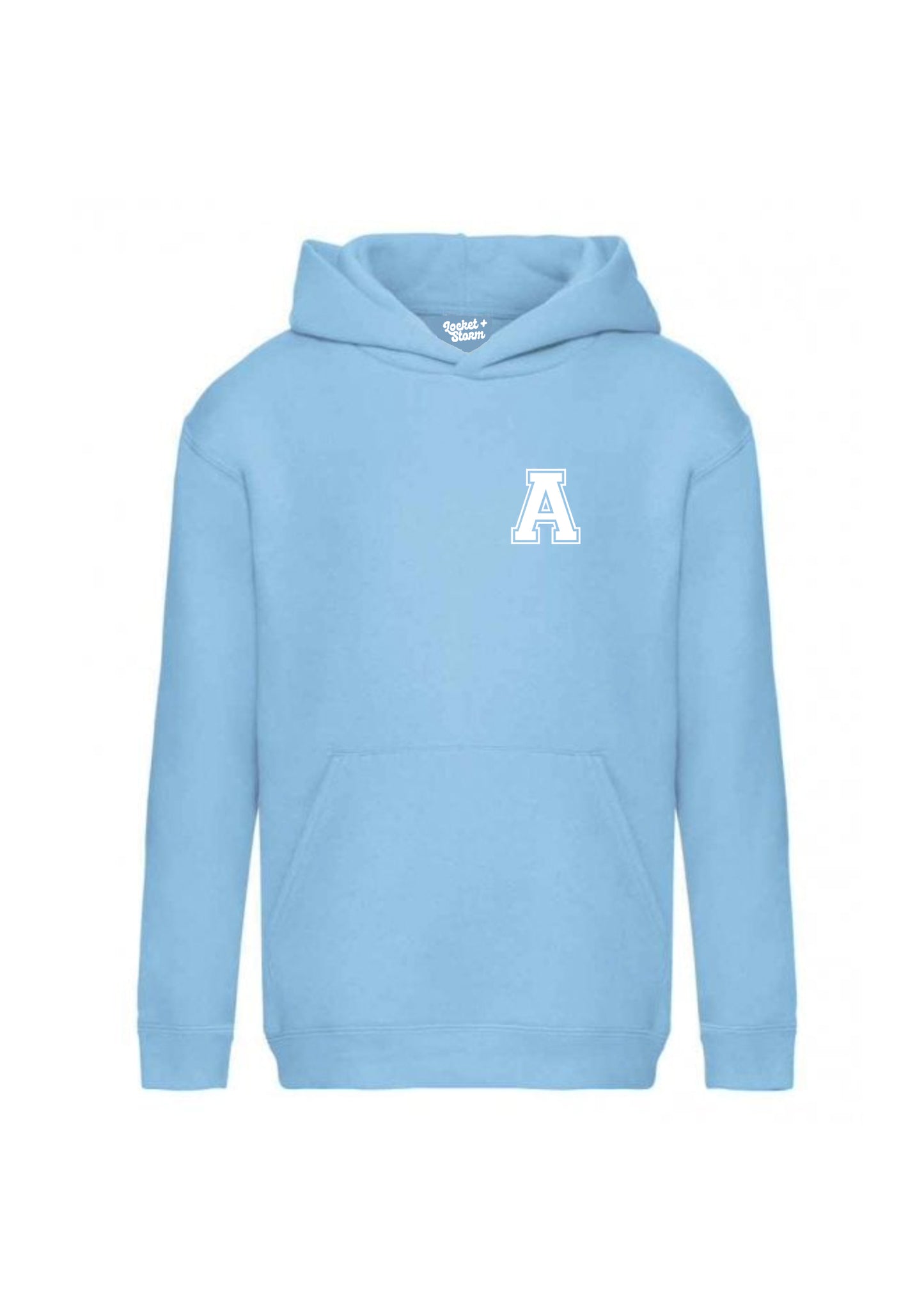 Kids Personalised Varsity Pocket Initial Hoodie