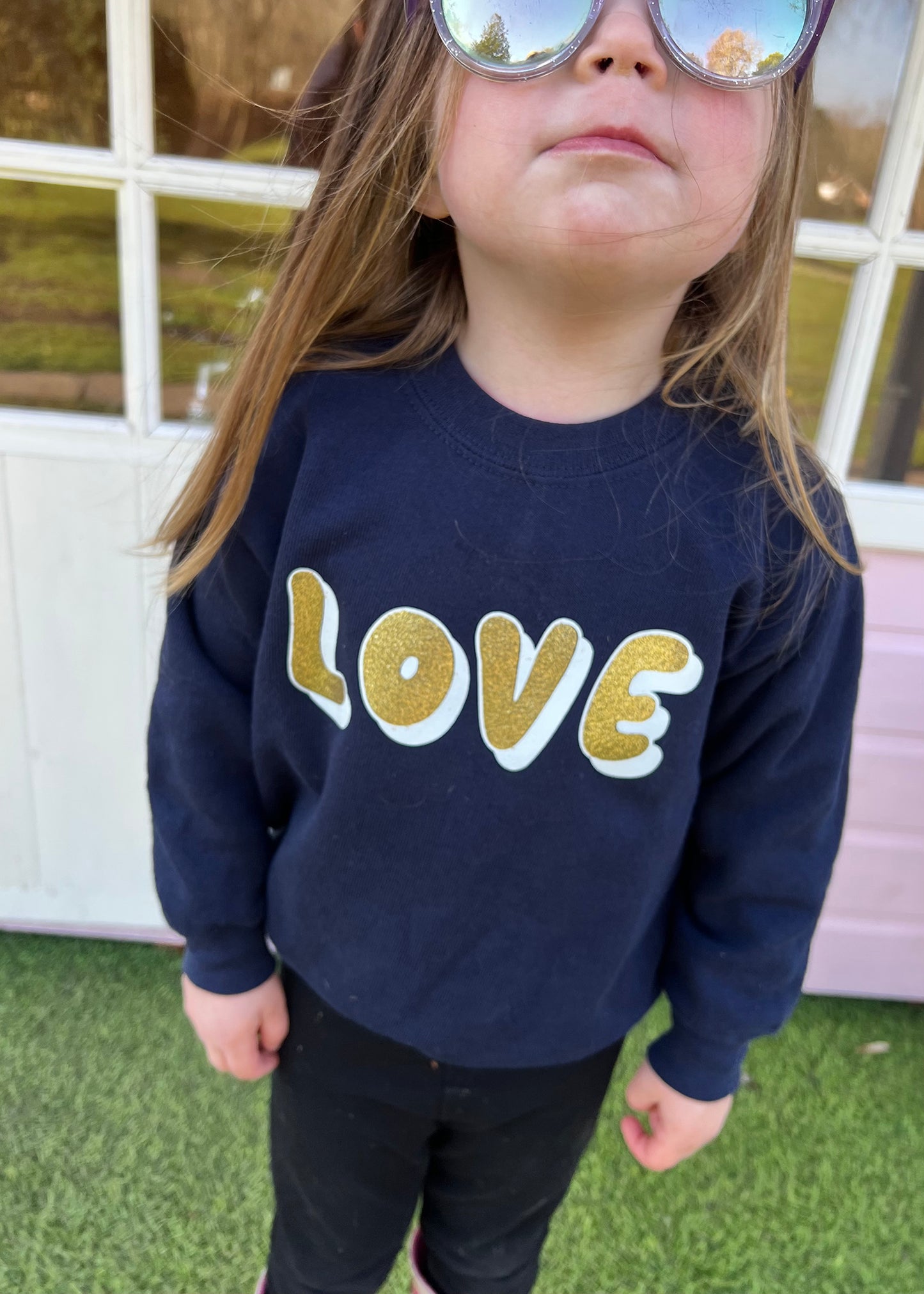 Kids Gold Glitter LOVE Sweatshirt