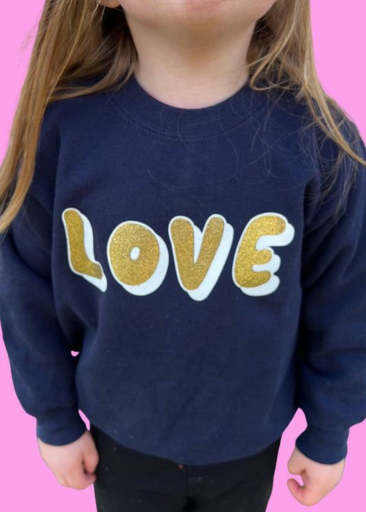 Kids Gold Glitter LOVE Sweatshirt
