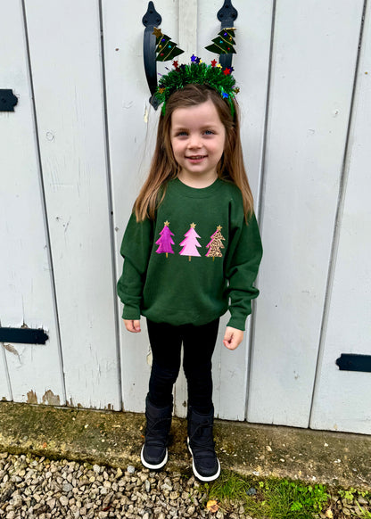 Kids Three Christmas Tree Sweatshirt