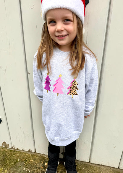 Kids Three Christmas Tree Sweatshirt