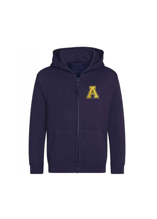 Kids Personalised Gold Varsity Initial Zip Up Hoodie