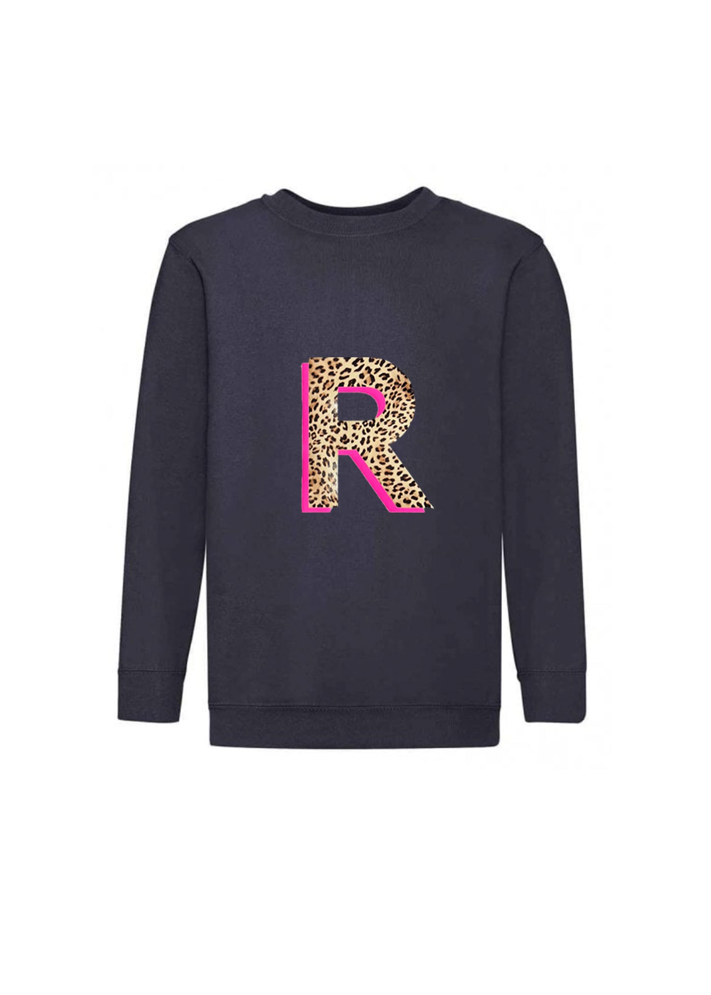 Kids Personalised Neon Leopard Print Initial Sweatshirt