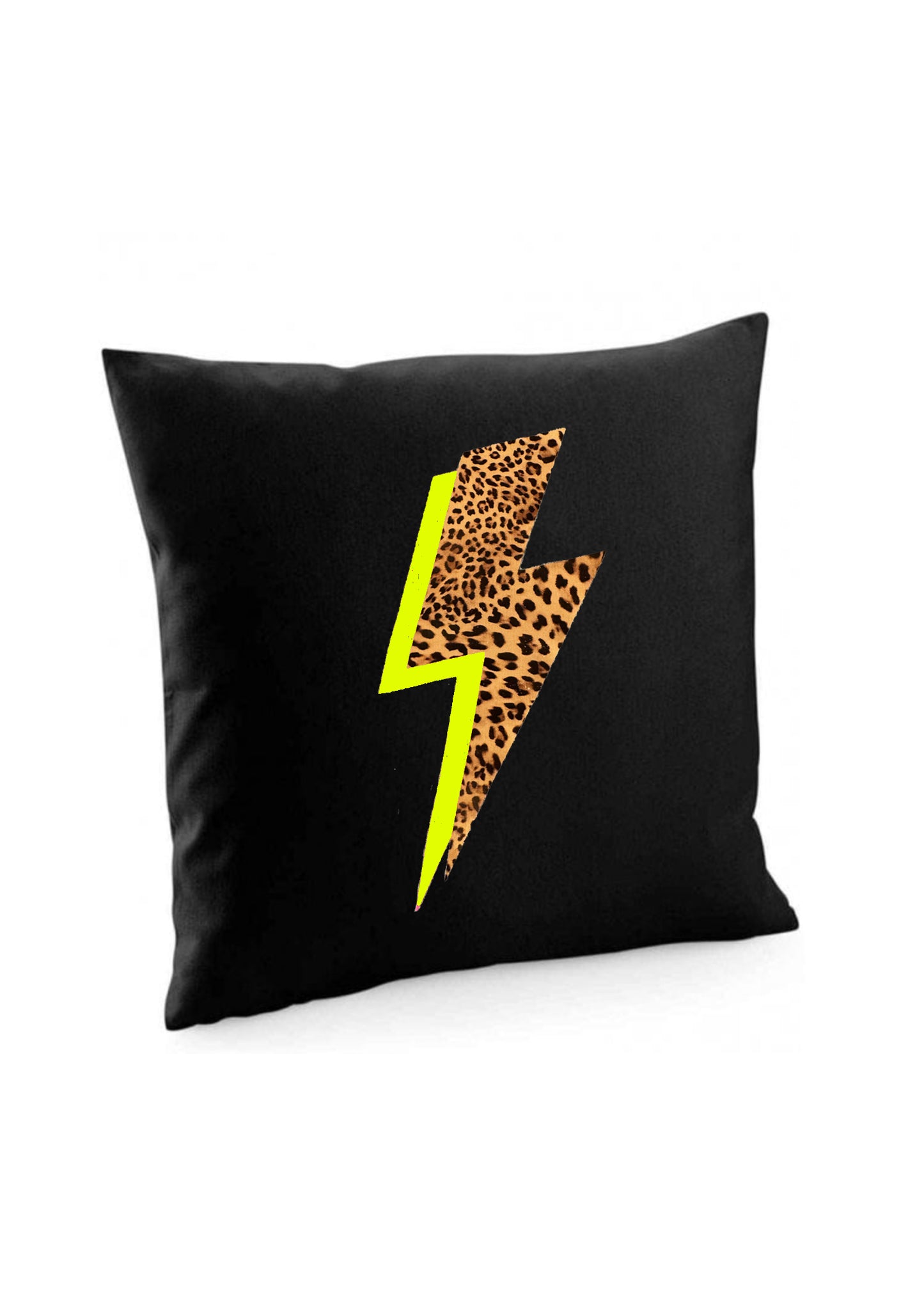 Neon Leopard Print Lightening Bolt Cushion