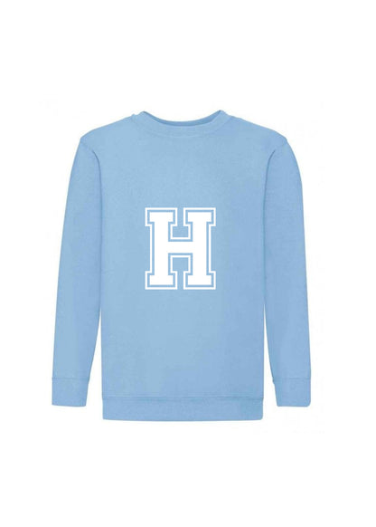 Kids Personalised White Varsity Initial Sweatshirt