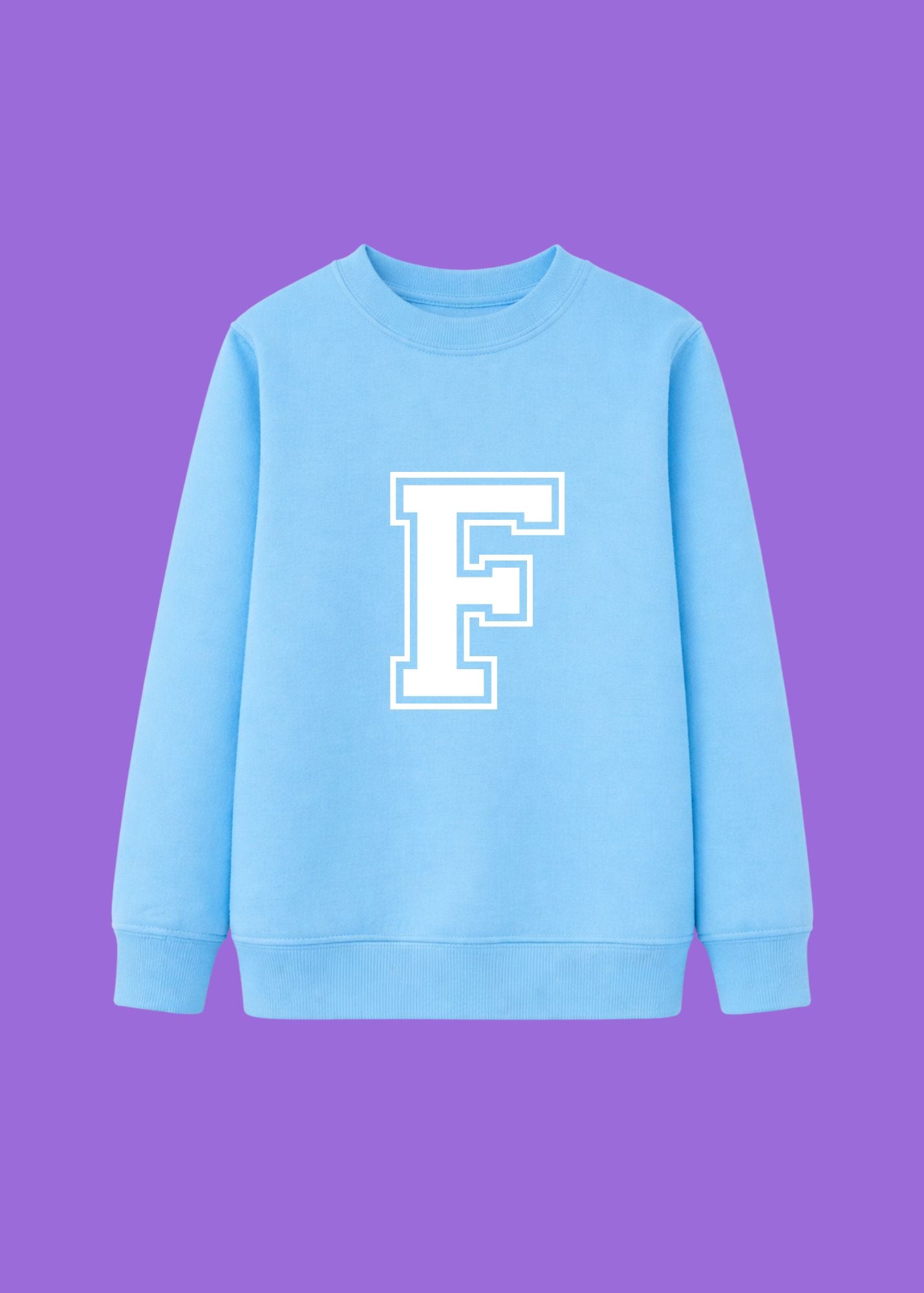 Kids Personalised White Varsity Initial Sweatshirt