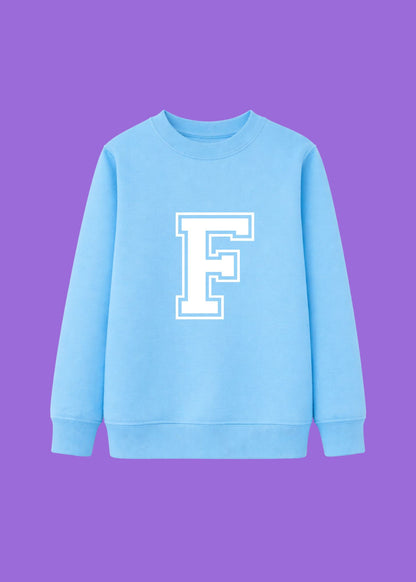 Kids Personalised White Varsity Initial Sweatshirt