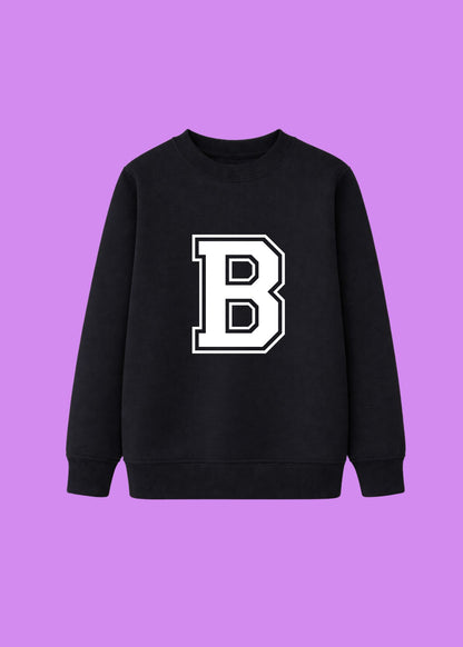 Kids Personalised White Varsity Initial Sweatshirt