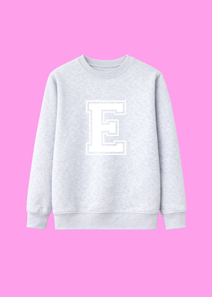 Kids Personalised White Varsity Initial Sweatshirt