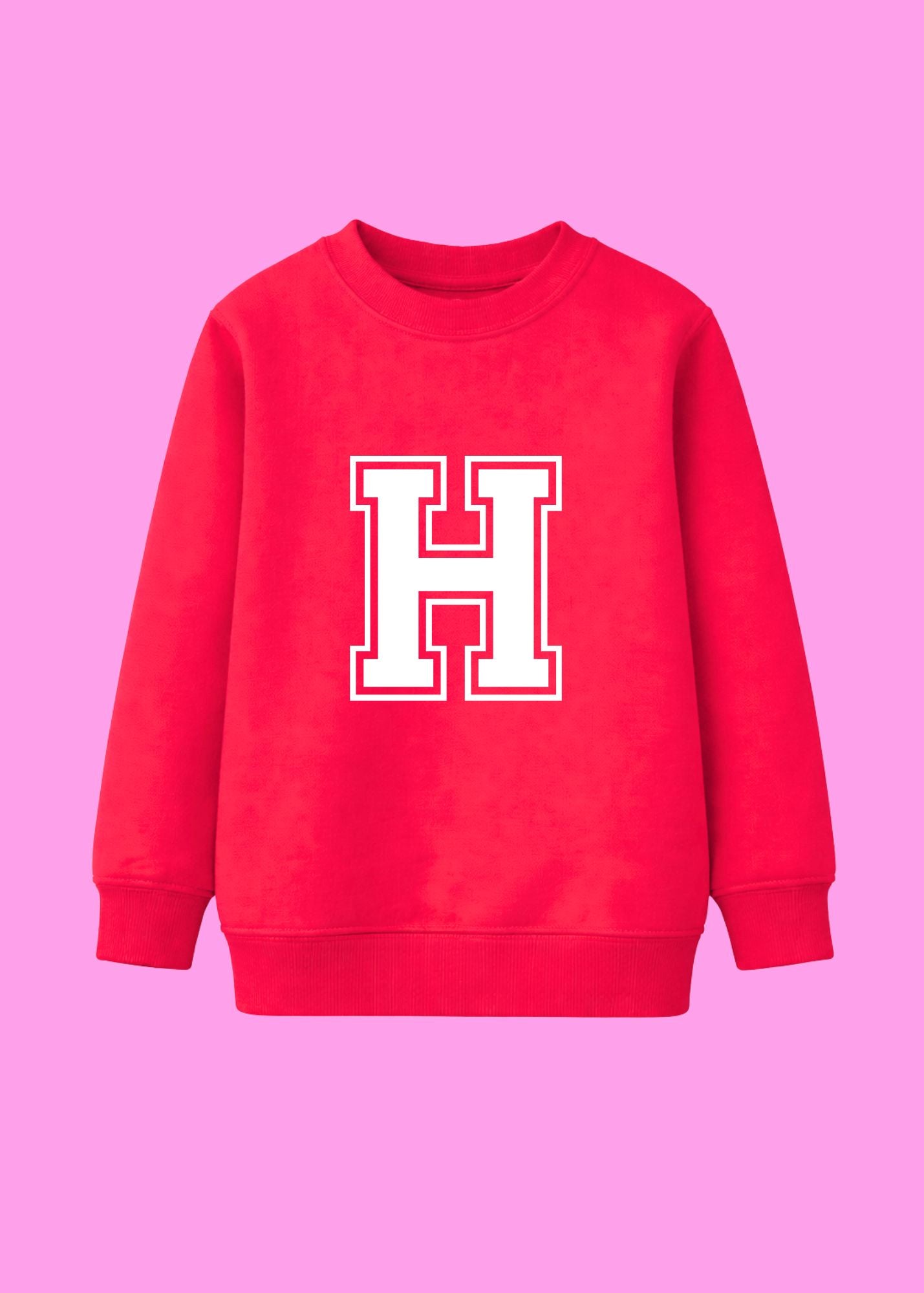 Kids Personalised White Varsity Initial Sweatshirt