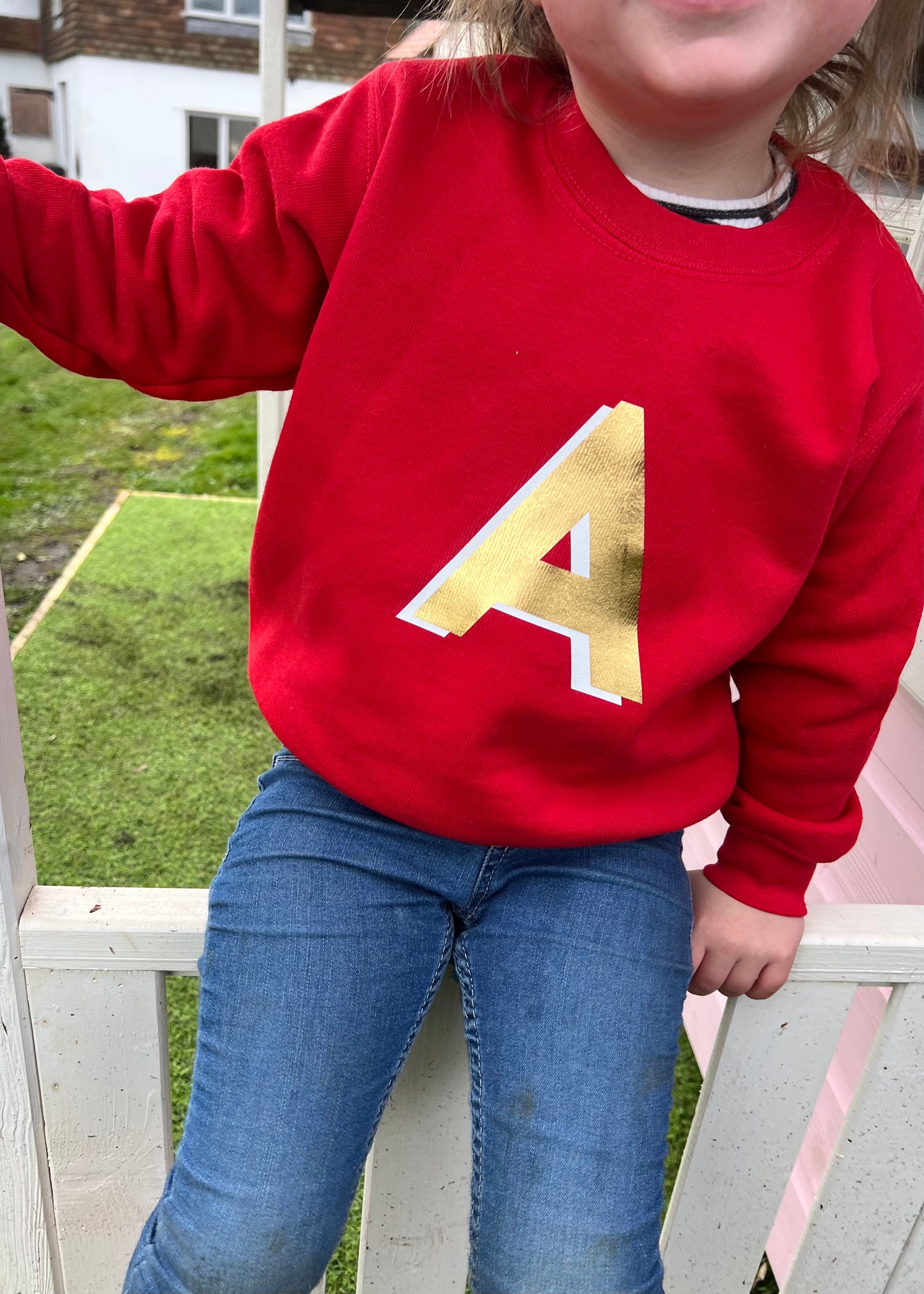 SALE Kids Personalised Gold Initial Sweatshirt - 3-4 years