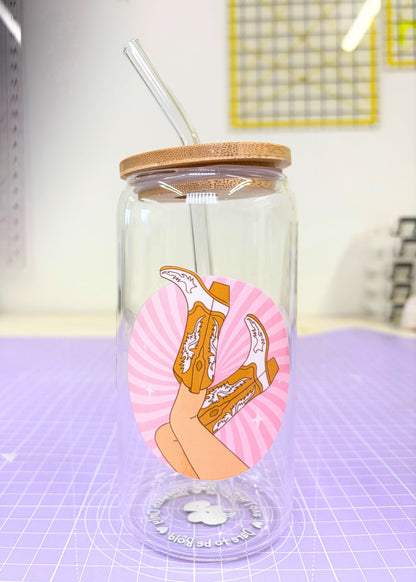 Pink Cowboy Iced Coffee Cup
