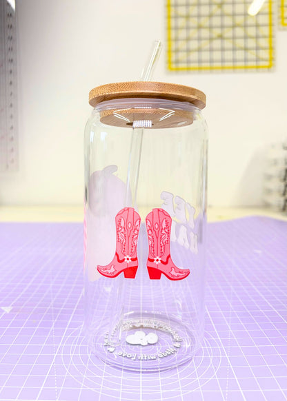 Pink Cowboy Iced Coffee Cup