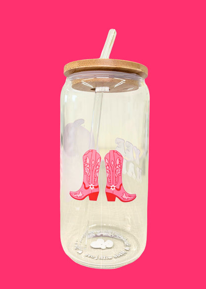 Pink Cowboy Iced Coffee Cup