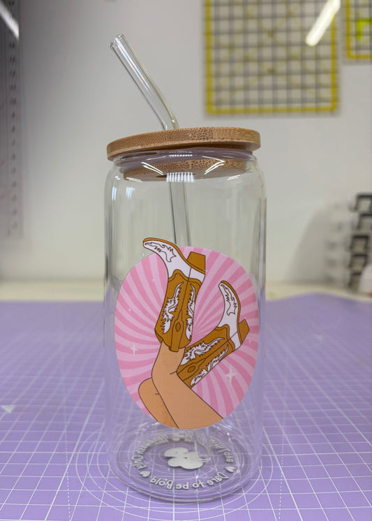 Pink Cowboy Iced Coffee Cup