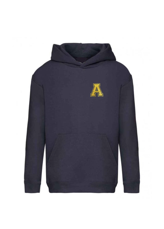 Kids Personalised Gold Varsity Pocket Initial Hoodie
