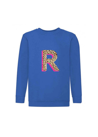 Adult Personalised Neon Leopard Print Initial Sweatshirt