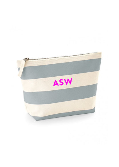 Personalised Initial Striped Wash Bag