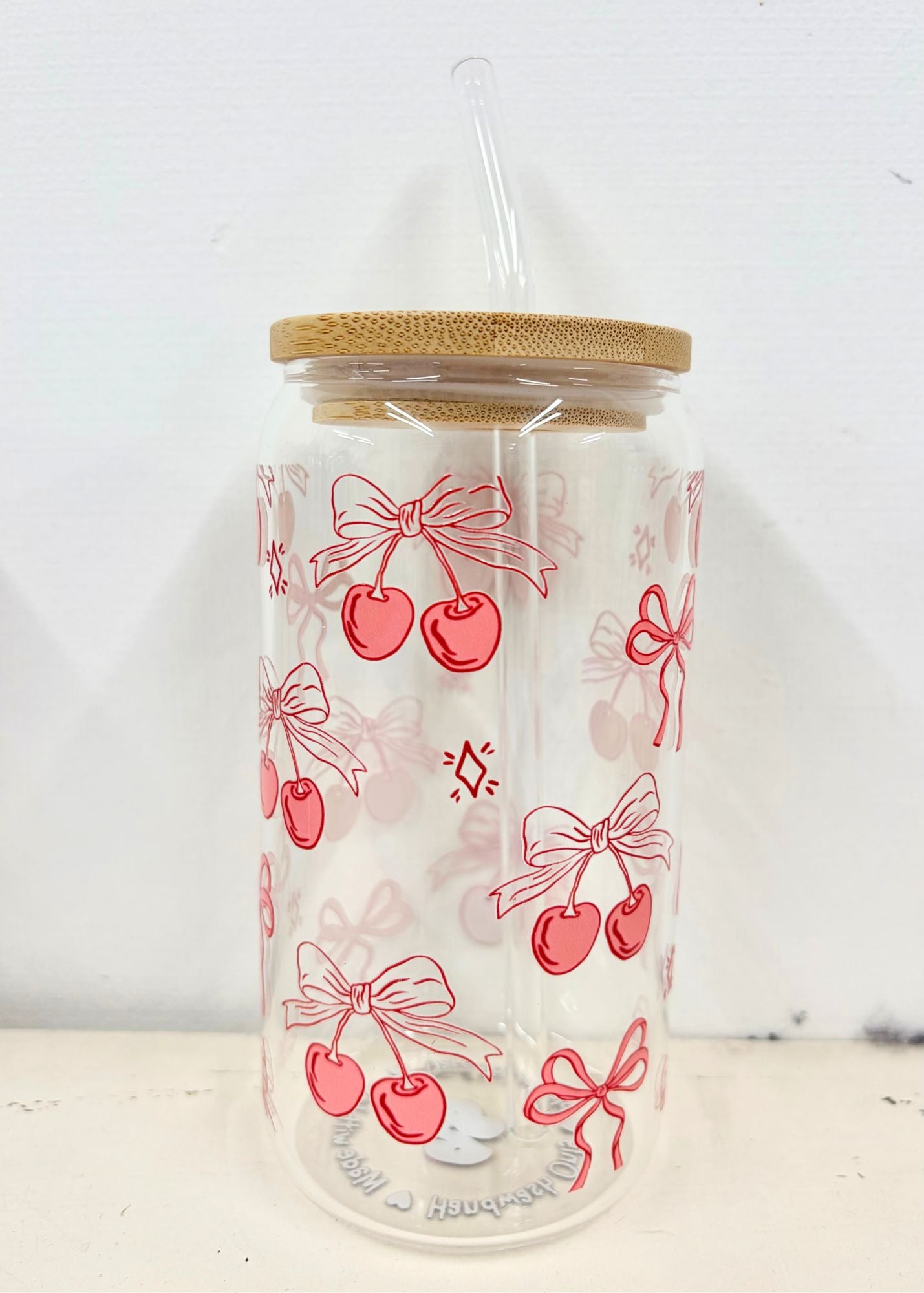 Cherry & Bow Pattern Iced Coffee Cup
