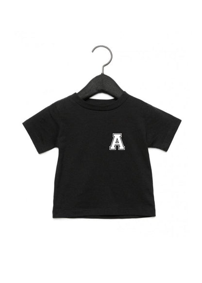 Baby / Kids Personalised Varsity Pocket Initial T-Shirt